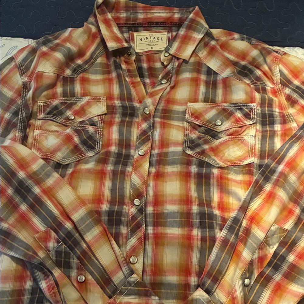 Buckle Red and Brown Plaid Men's Shirt